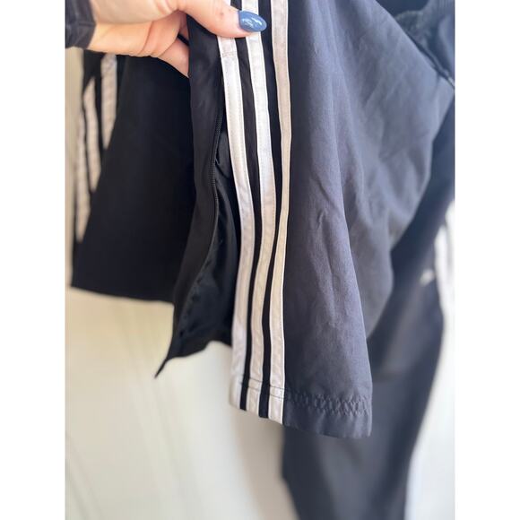 Vintage Adidas 3 Stripe Windbreaker Track Pants Black Mens Large Y2K Soccer - Picture 6 of 8